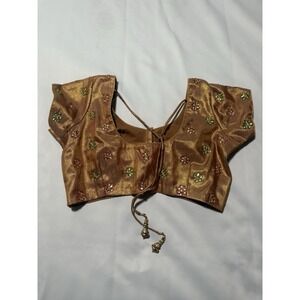 Indian Chanderi Silk blouse  Ready made Saree Stitched Sari Choli/Top